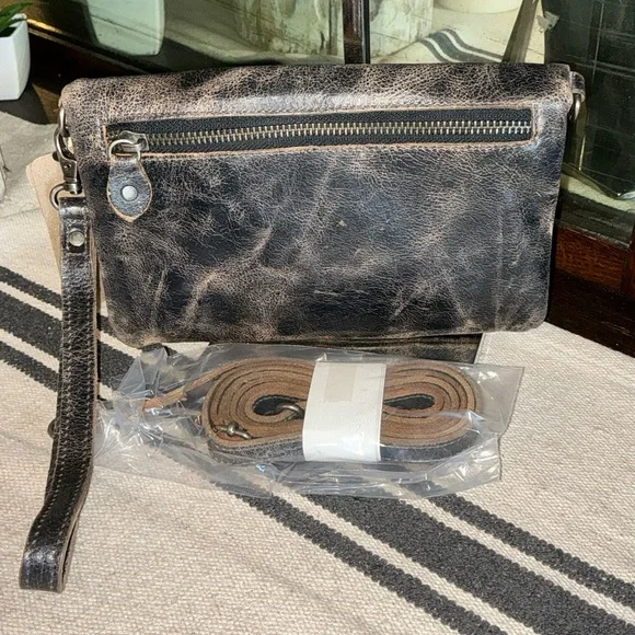 NWT Bed Stu Leather Cadence Wallet Wristlet Crossbody Bag Black Lux MSRP $175 - Picture 2 of 14